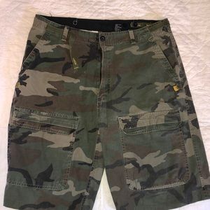 Vintage Adjustable Camo Cargo Shorts